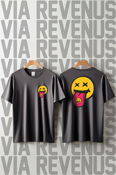 Vordevia Smile Printed Crew Neck Loose Fit 100% Cotton Unisex Tshirt