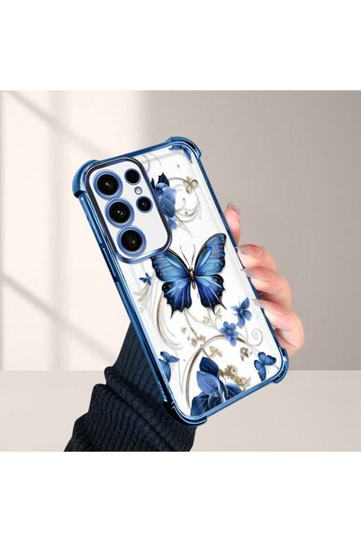 SLIMFELT Samsung Galaxy S23 Ultra Compatible Kelebek Printed Transparent Sili...
