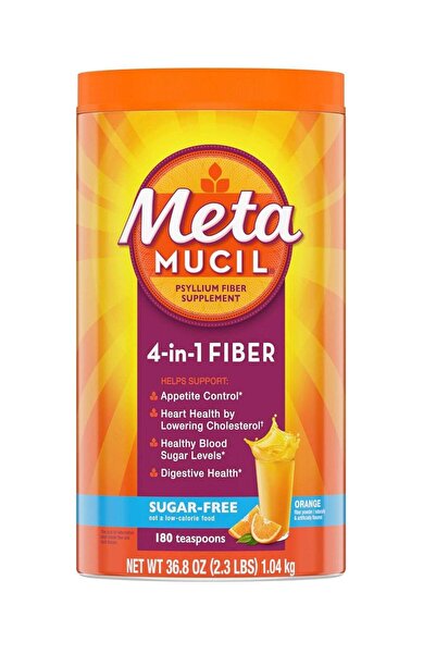 Metamucil مكمل غذائي يومي من الألياف، بنكهة البرتقال، خالٍ من السكر، مسحوق أل...