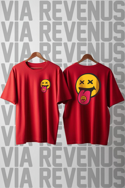 Vordevia Smile Printed Crew Neck Loose Fit 100% Cotton Unisex Tshirt