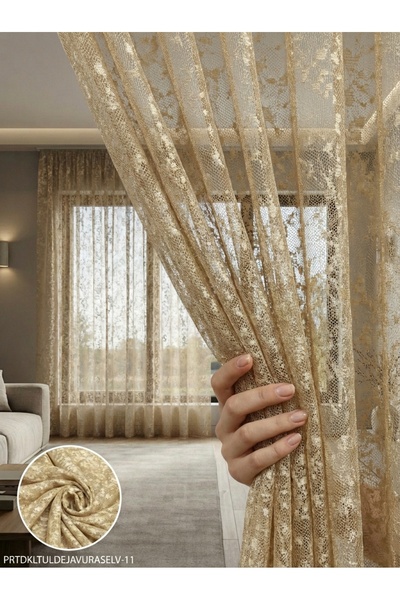 LEVENT ÖZEL PratikTül Raşel Tül Perde 300x255 cm - Orta Işık Geçiren