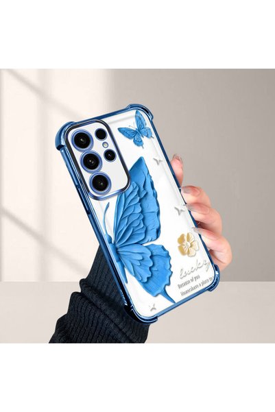 SLIMFELT Samsung Galaxy S23 Ultra Compatible Kelebek Printed Transparent Sili...