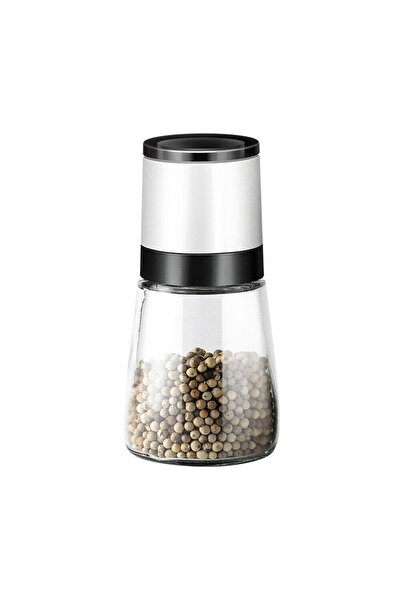 OEM Adjustable Spice Grinder, Glass & Stainless Steel, White Cap, Elegant Design
