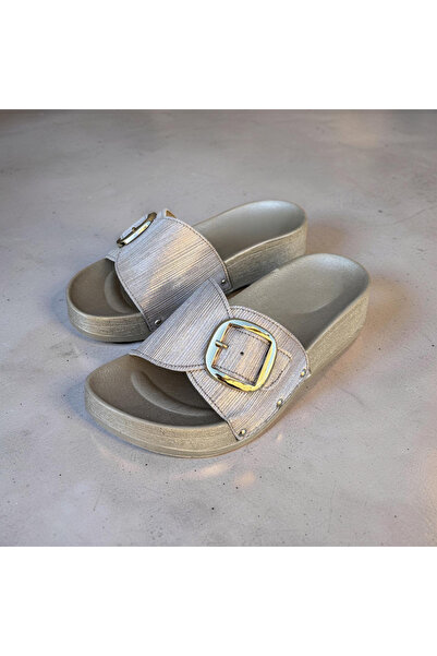 AkınalBella Женски пантоф с блестящ декор, с една катарама, дебел ток и удобн...