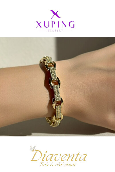 DİAVENTA TAKI VE AKSESUAR سوار Xuping Vip مستطيل الشكل من الزركون مرصّع بالأح...