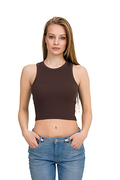 İLKE İÇ GİYİM Γυναικείο γιακά Halter Elastan Camisole Crop