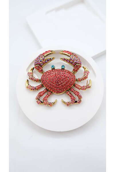 Jerie Renkli Taş Detay Büyük Yengeç Broş