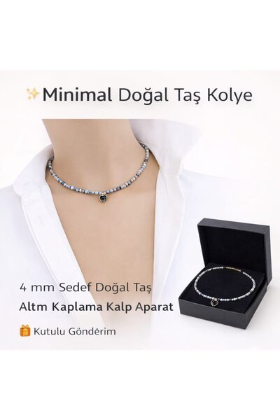 Sinem Şanlı Atelier Natural Stone Minimal Heart Necklace