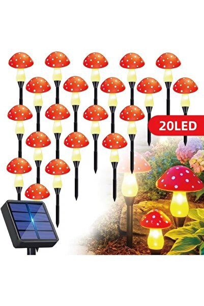 Dream Plus Mantar Tasarımlı Dekoratif Solar Bahçe Aydınlatması 6 Metre 20 Mantar