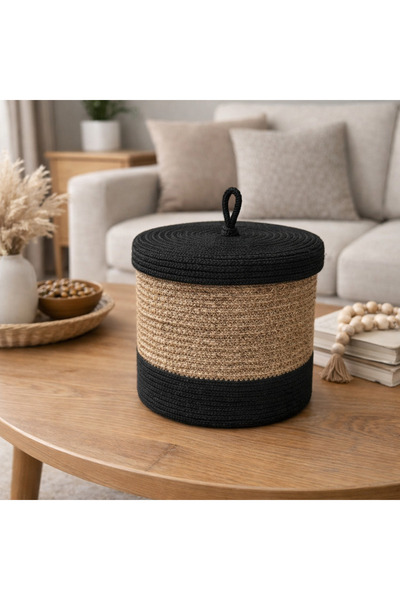 Berçak Home Coș cu capac din răchită Organizator decorativ Cutie de depozitar...