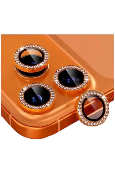 Bruntoo BR Shiny Stone Metal Frame Camera Lens Protector Compatible with iPho...