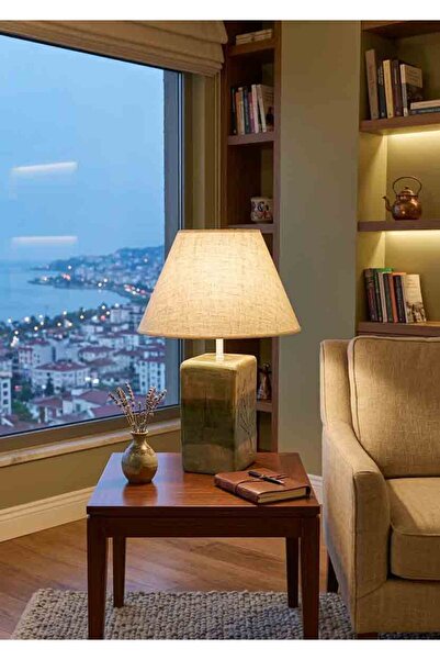 Seramik Hayalleri Dekoratif Dikdörtgen Prizma Seramik Abajur ABJ0092