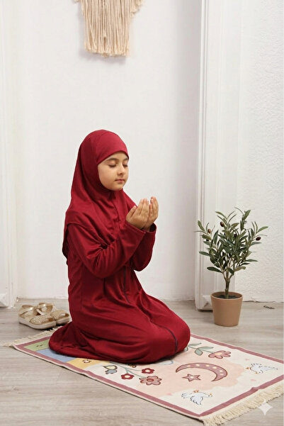 Defkay Еднопарчева рокля за молитва за момичета – с цип и вградена забрадка