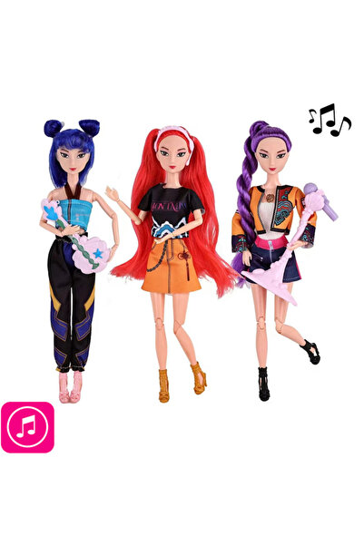 Impact Vision Set 3 Papusi Muzicale K-POP Devil Hunter Girls Impact Vision®, 3 piese, vinil, dimensiune 28 cm