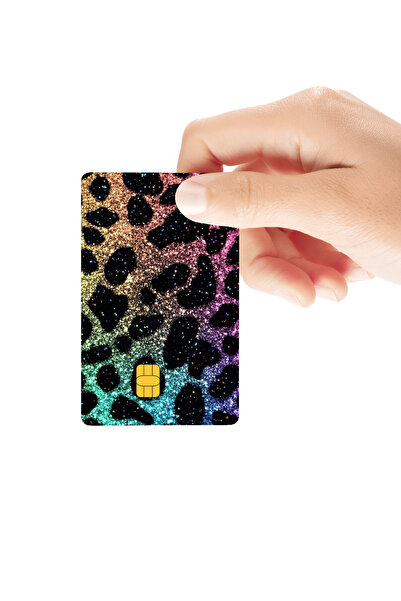 Huggy Craft Leopar Desen Işıltılı Hologramlı Parlak Kredi/Banka Kart Kaplama ...