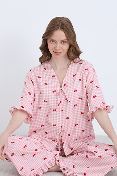 ELİTOL Bürümcük Knitted Tie-Detail Women's Pajama Set