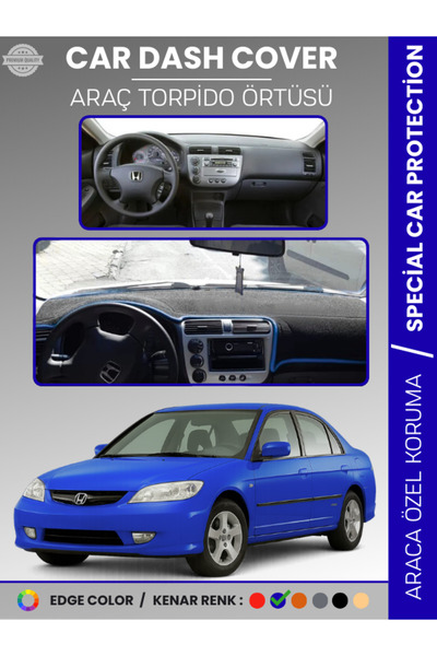 e-biz غطاء لوحة القيادة لهوندا سيفيك VTEC2 (2003-2005) - حماية كاملة للوحة ال...