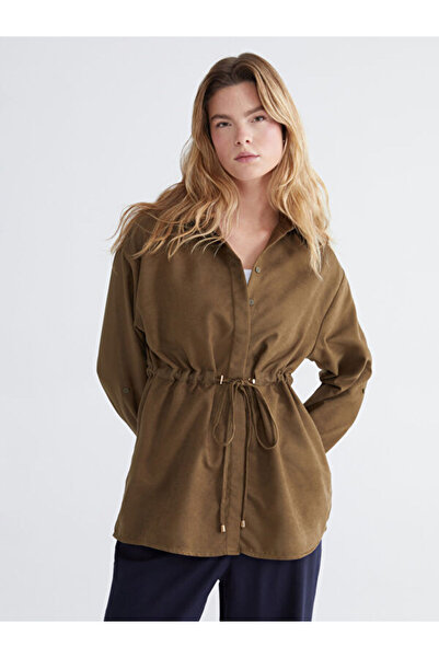 LC Waikiki Rmz Gi̇yi̇m Farkiyla Suede Look Gathered Women's Shirt Tunic