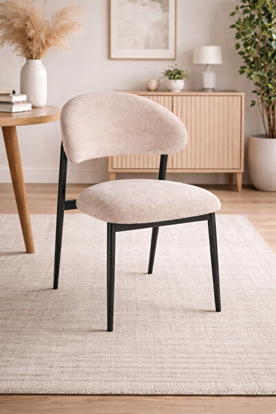 Crestj كرسي أنيق مبطن بقماش ناعم مع مسند ظهر مريح وأرجل معدنية ثابتة مناسب لغ...