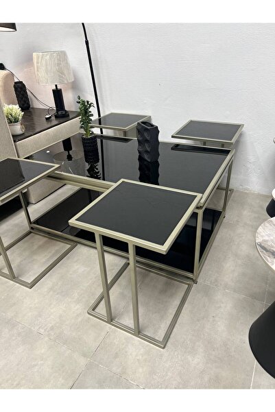 Tables Modern coffee tables in black glass with a luxurious metal frame – 5 p...