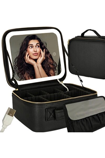 AMOI Makeup Organizer with Lighted LED Mirror – Elegant Cosmetic Kit, Ideal G...