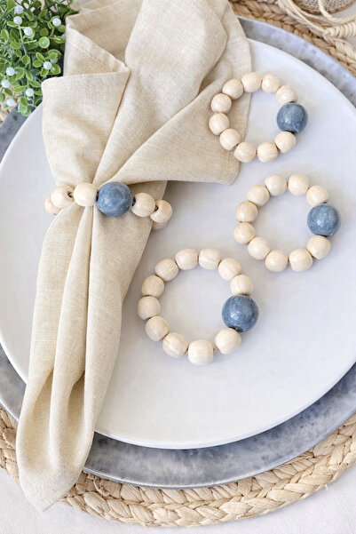 KÜTÜKhouse Wooden Beaded Pecete Rings Set of 4