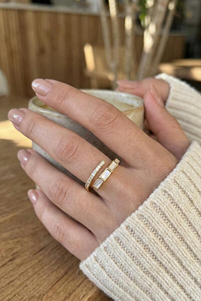 LYKOS Pirinç Gold Renk Zirkon Taş Detaylı Yılan Model Ayarlanabilir Yüzük