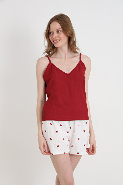 ELİTOL Bürümcük Knitted Spaghetti Strap Women's Shorts Set