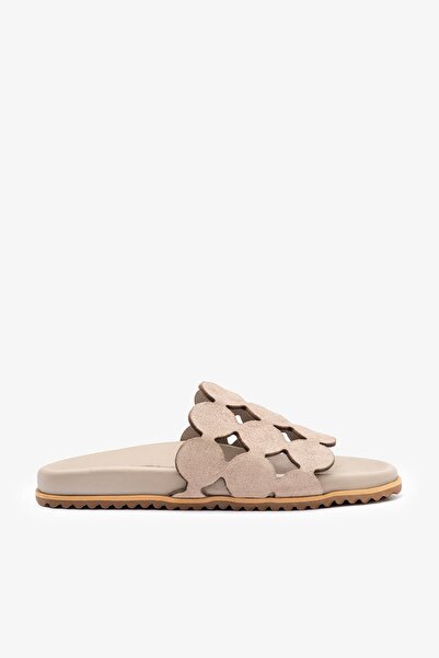 Louis Cardy Bilbo Beige Suede Leather Women's Slipper