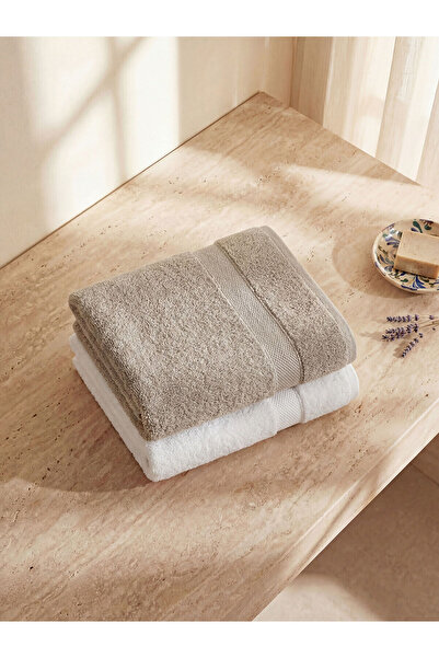 LC Waikiki Nevavm Stripe Detailed Face Towel with a Difference in Color, Pack...