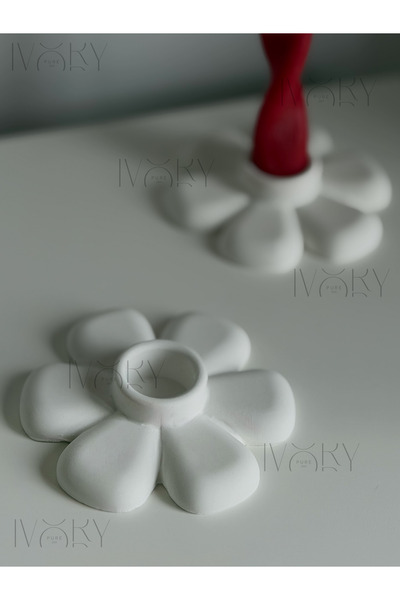 ivorypure.co Çiçek Şamdan Mumluk 2’li Set – Minimal Beton Mumluk Ev Dekoru