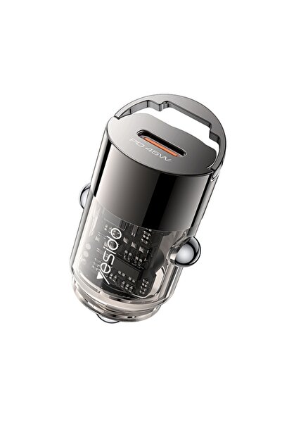 Yesido Car Charger, USB-C PD 45W, Mini, Aluminum Alloy, Yesido, Black