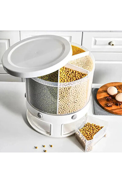 Generic 360° Rotating Grain & Snack Dispenser - 6-Section Kitchen Storage Org...
