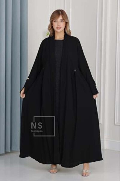 Generic Ceramic Abaya with Box Cut and Elegant Metal Buttons