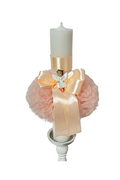 Your Baby Store Angel baptism candle – salmon peach, 35 cm