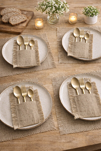 KÜTÜKhouse Jüt Tasseled Fork and Knife Cover Set of 4