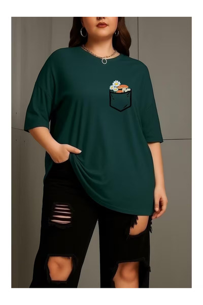 ZEMLİYA Unisex "Pocket Flower" Printed T-Shirt -Modern Style