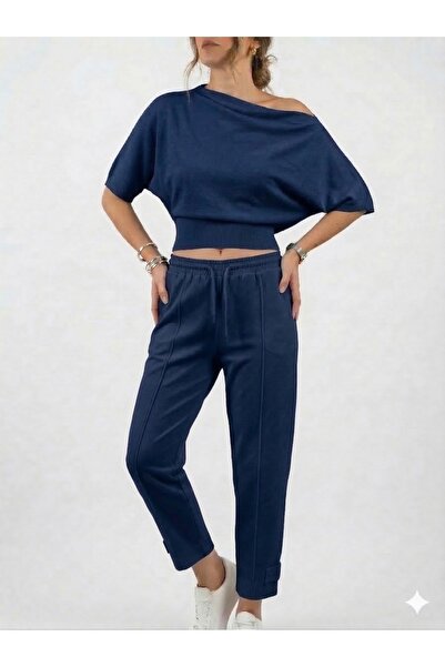 ELYRA Γυναικείο παντελόνι με ελαστική μέση, υφασμάτινο μοντάλ, με ρίγες, μαλα...