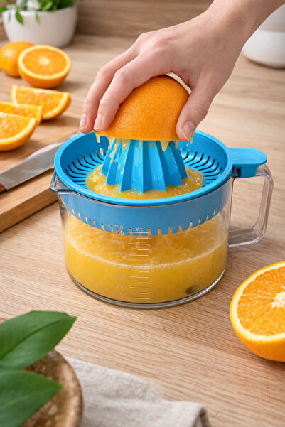 Turkuaz Limon Sıkacağı 600 ml- Kaydırmaz Tabanlı Narenciye Sıkacağı, BPA İçermez