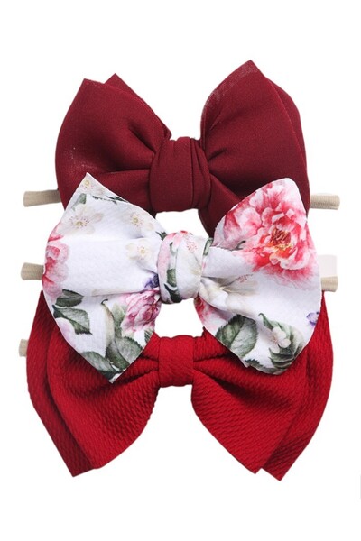 Bambimici - Dalia Assorted Ribbon Bow Headband for Babies - Red