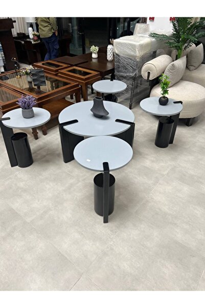 Tables 5-piece serving table set – round coffee table with 4 side tables – mo...