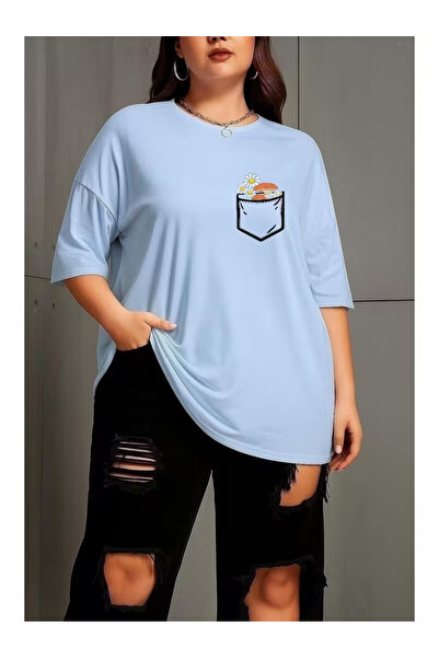 ZEMLİYA Unisex "Pocket Flower" Printed T-Shirt -Modern Style