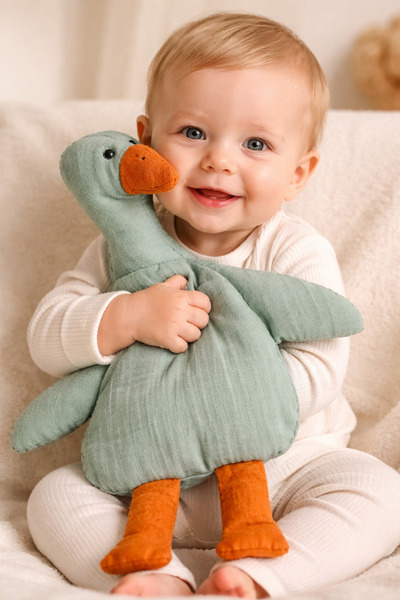 almira anne bebek Müslin Kumaş Ördek Uyku Arkadaşı Unisex - Doğal ve Rahat Be...