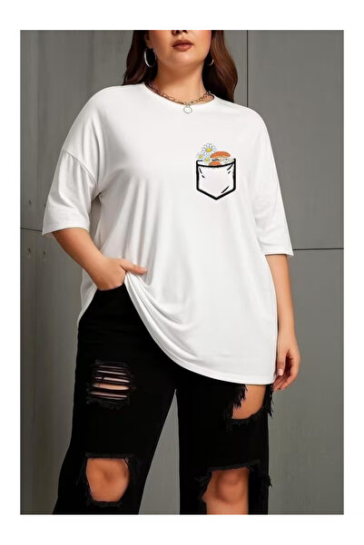 ZEMLİYA Unisex "Pocket Flower" Printed T-Shirt -Modern Style