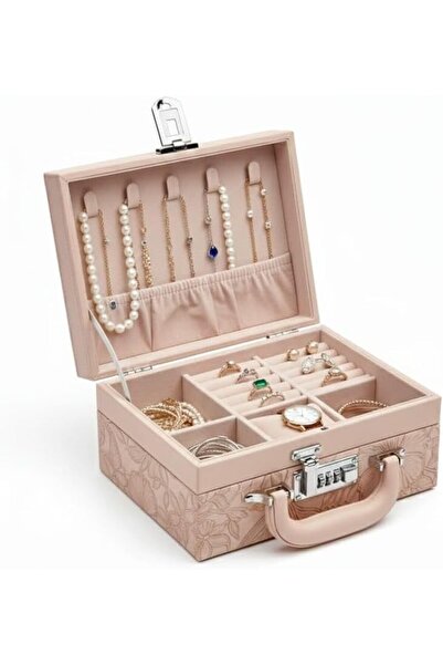AYMNOOR Luxury Floral Embossed Jewelry Box & Vanity Case with Secure Combinat...