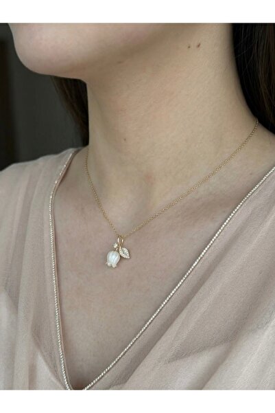 lotusbybuket Stainless Steel Elegant White Rose Gold Necklace