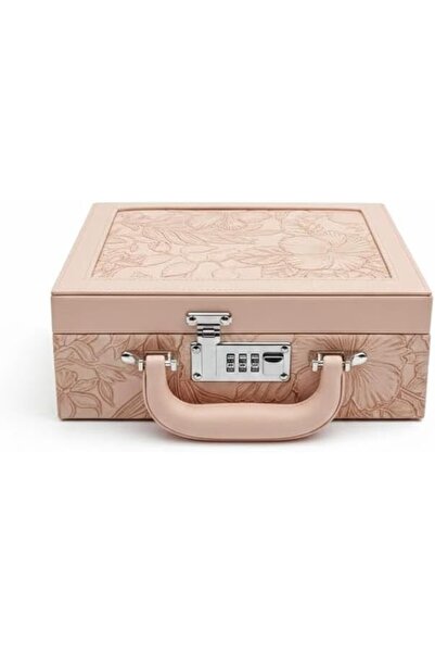 AYMNOOR Luxury Floral Embossed Jewelry Box with Combination Lock, Travel Vani...