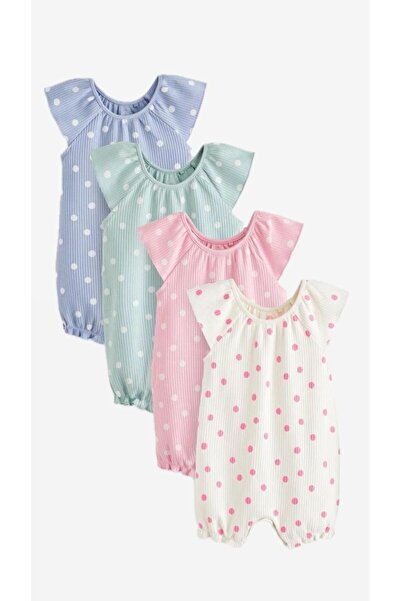 Next Baby Cotton Cream Pink 4-Piece Romper Set