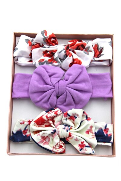 Bambimici - Olivia Box of 3 Headband Ribbon - Purple Flower