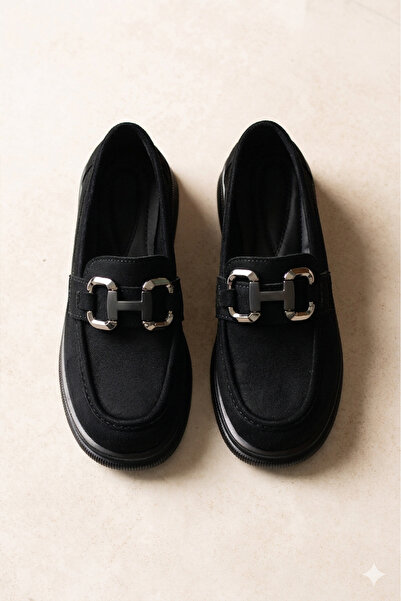 guijarro 2026 Trend Γυναικεία Μαύρα Σουέτ Με αγκράφα Premium Comfort μοκασίνι...